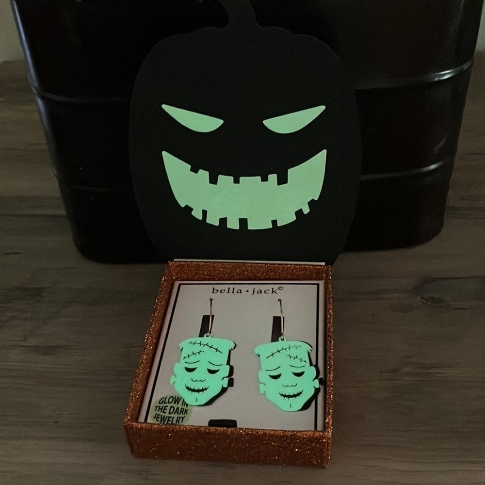 BELLA & JACK FRANKENSTEIN GLOW IN THE DARK WIRE DANGLE EARRINGS